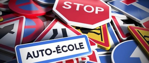 auto-école, sign, permis, France, français, voiture